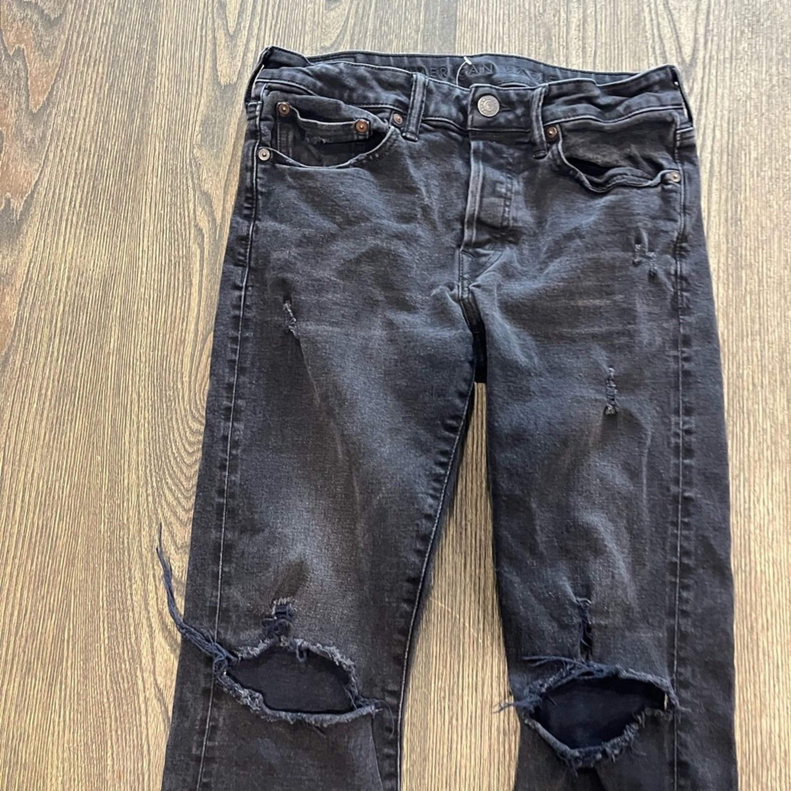 American Eagle Outfitters American Eagle Mens Flex Straight Jeans Mid Rise Black 31x32 Size US 31 - 4 Thumbnail