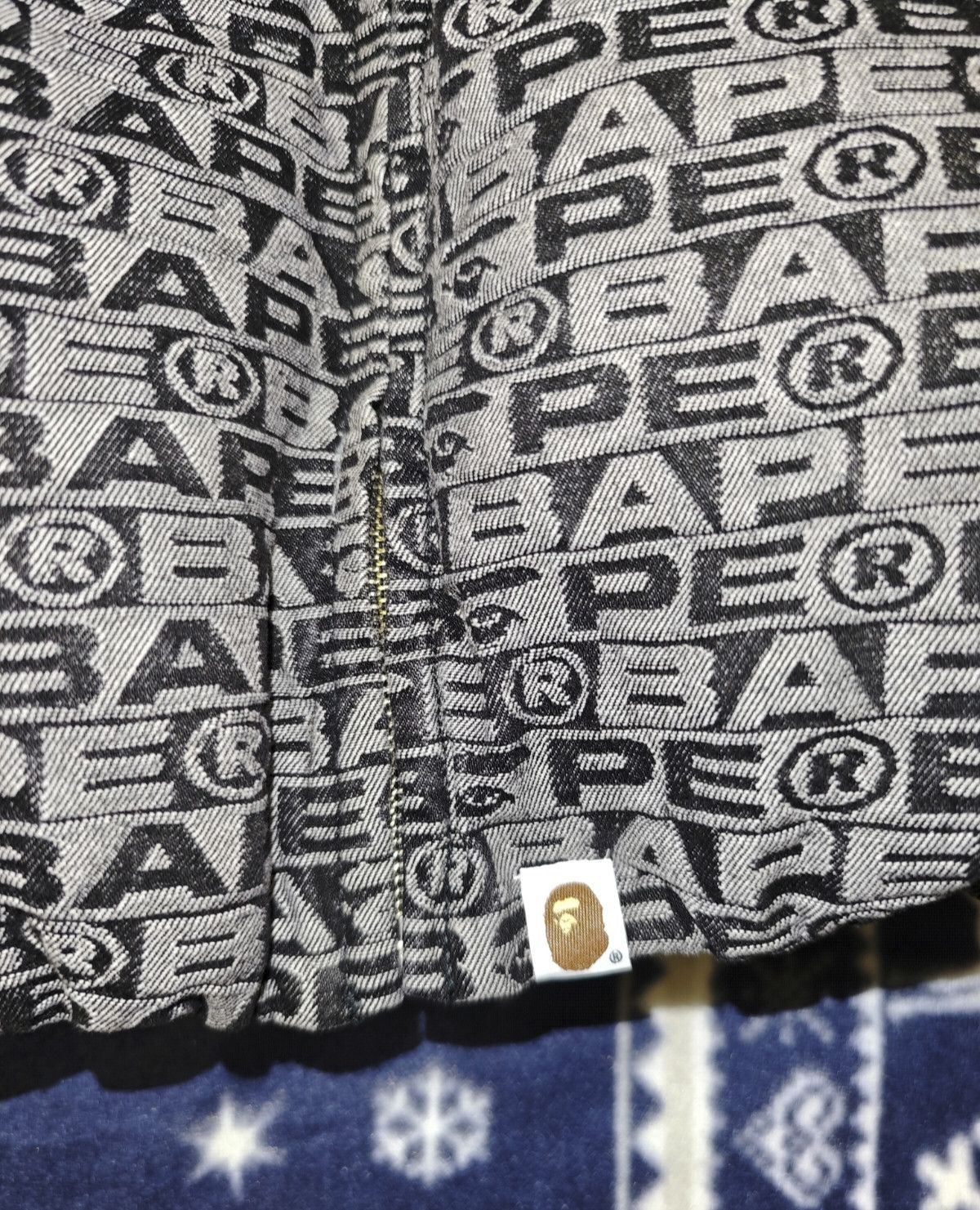 Bape LUX SPORT PATTERN JACQUARD RELAXED FIT 10OZ DENIM DOWNJACKET Size US XL / EU 56 / 4 - 12 Thumbnail