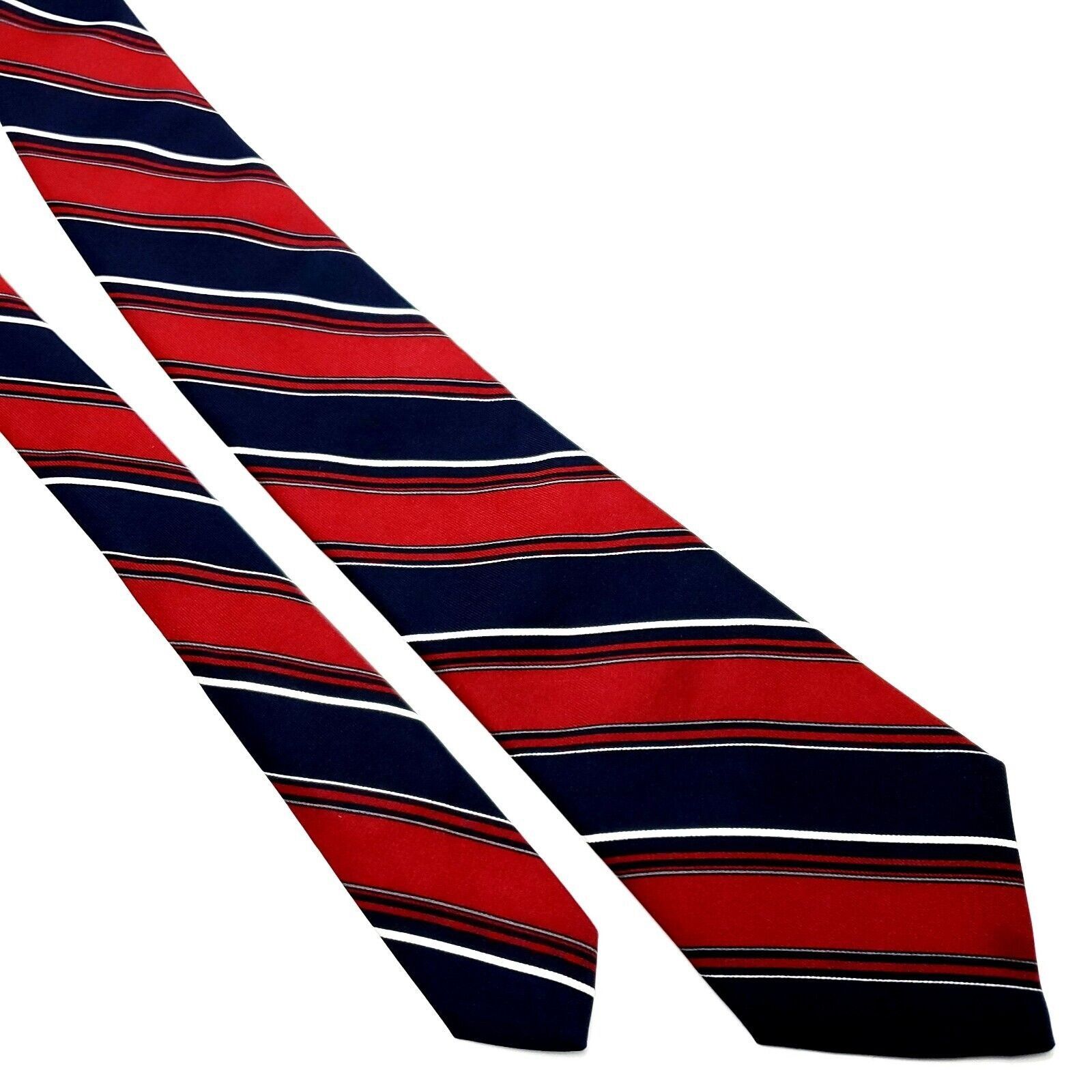 Henry Grethel Henry Grethel Polyester Tie Blue Red Striped Short Size ONE SIZE - 1 Thumbnail