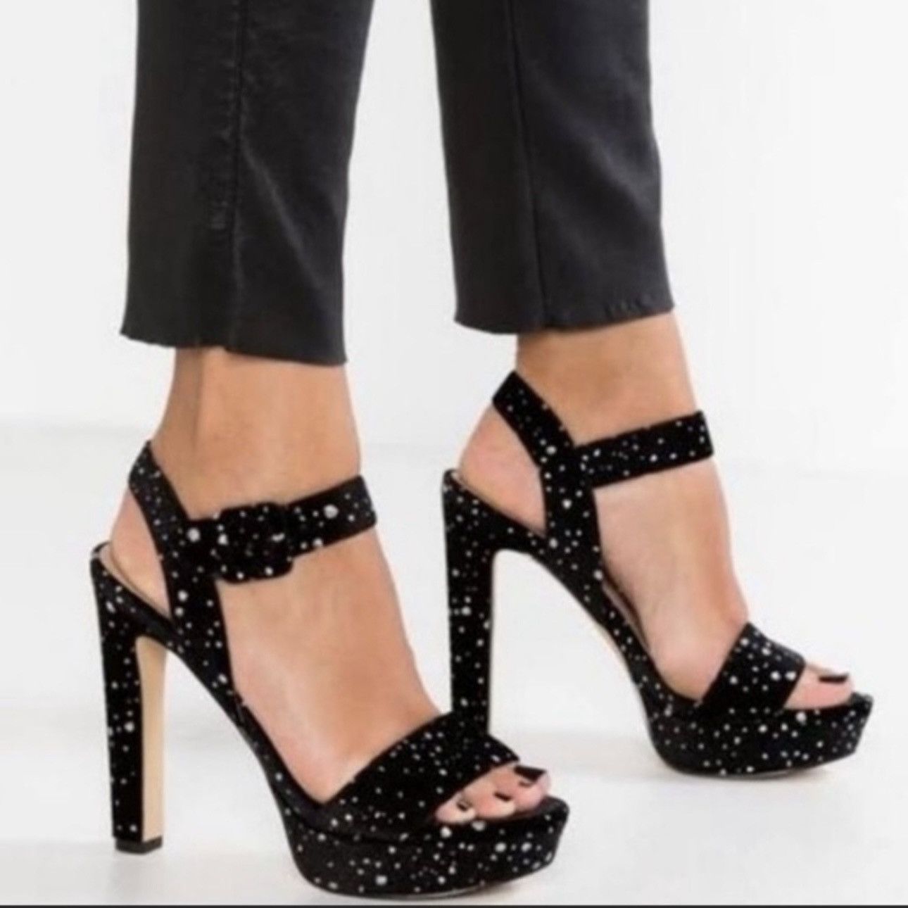 Other MADDEN GIRL Black Velvet Glitter Dot Rolloo Platform Heels Size US 8 / IT 38 - 1 Thumbnail