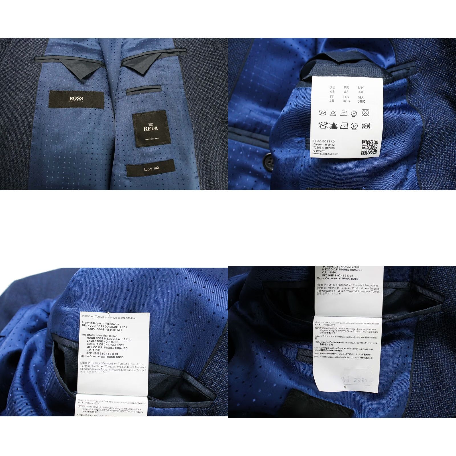Hugo Boss HUGO BOSS Blazer Men US 38 Wool Melange Single-Breasted Notch Collar Formal Luxury The Sweet87 Regular Size 38R - 8 Thumbnail