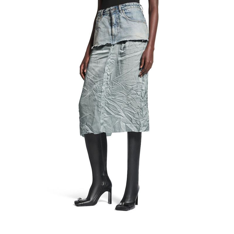 Balenciaga o1tr1nto0526 Ripped Off Skirt in Light Blue Size 27" / US 4 / IT 40 - 5 Thumbnail
