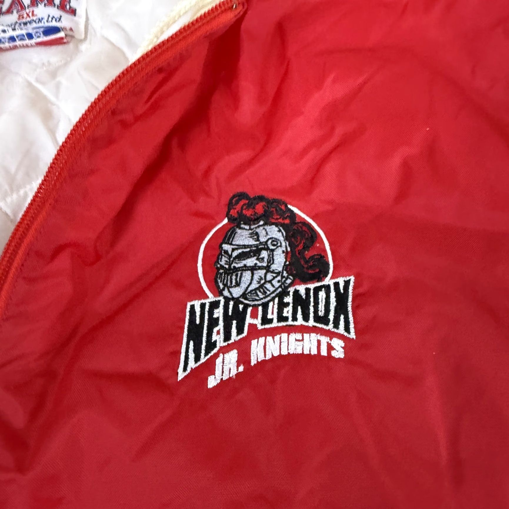 Vintage VTG New Lenox Jr Knights Hooded Jacket Mens 5XL Red Football Game Sportswear USA Size US XXL / EU 58 / 5 - 3 Thumbnail