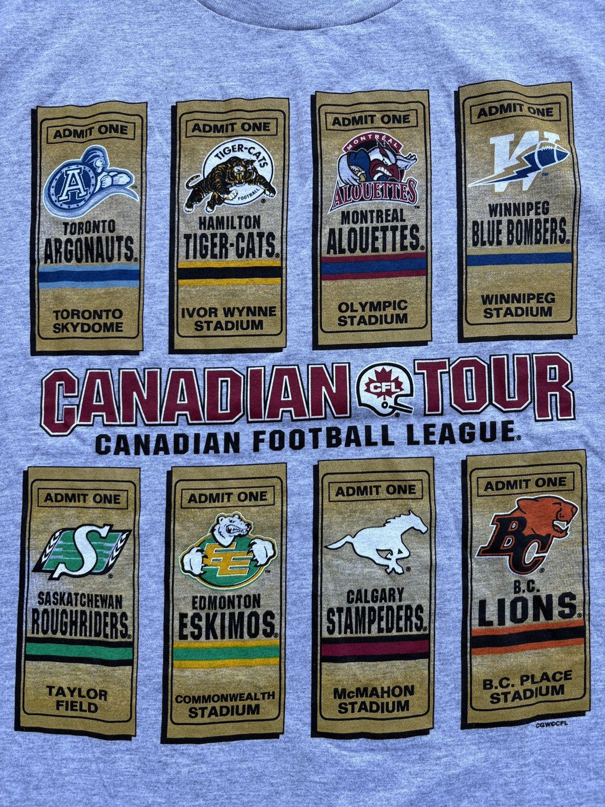 NFL Vintage 1995 Waves CFL “Canadian Tour” Grey T-Shirt Size XL Size US XL / EU 56 / 4 - 4 Thumbnail