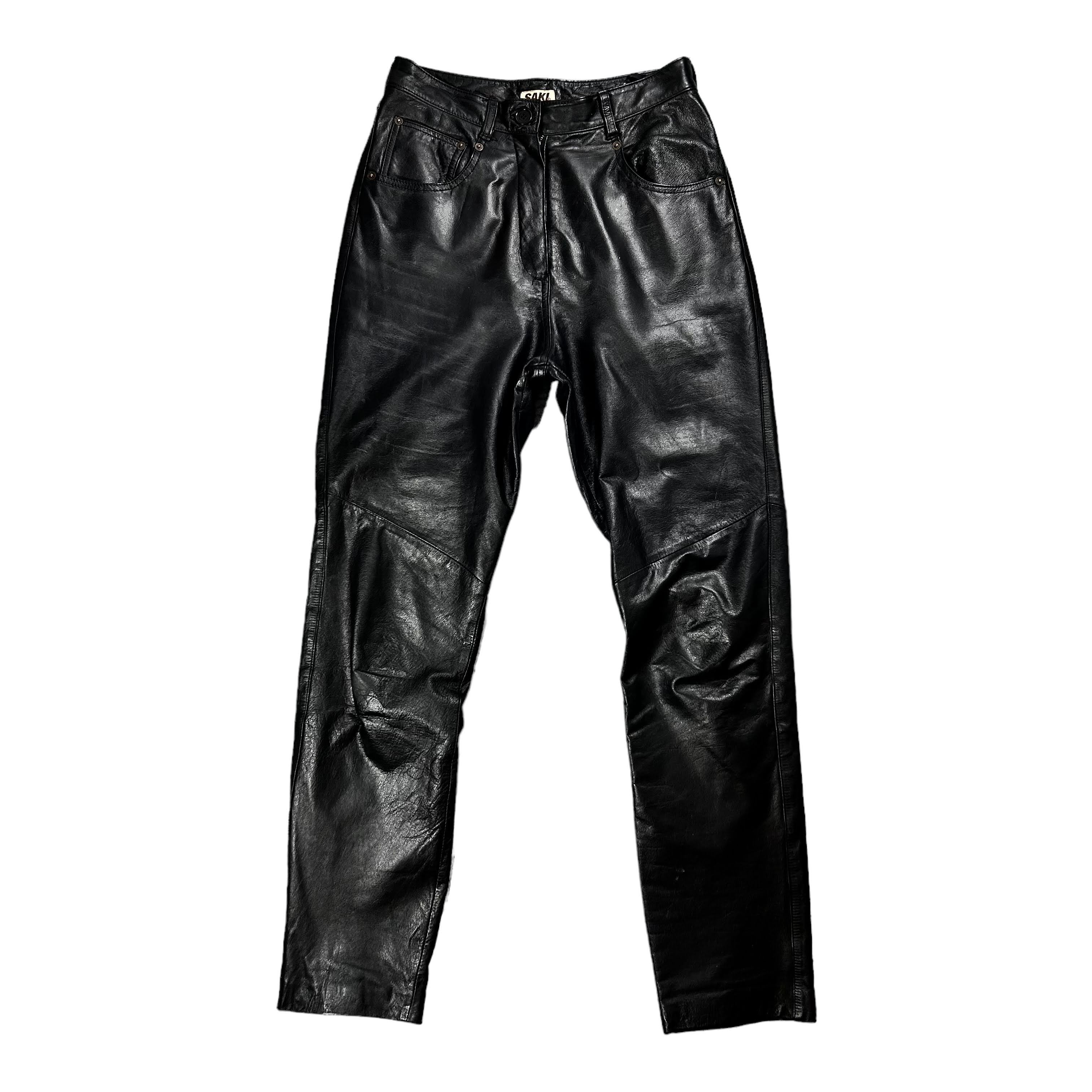 Leather × Vintage Vintage Black Leather Women's Pants Slim W28L30 Size 28" / US 6 / IT 42 - 1 Thumbnail