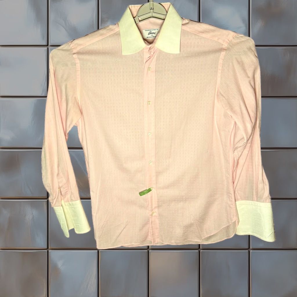 Brioni Brioni Dress Shirt Mens 15 x 32 Pink Cotton Long Sleeve French Cuff Italy Size 40R - 1 Thumbnail