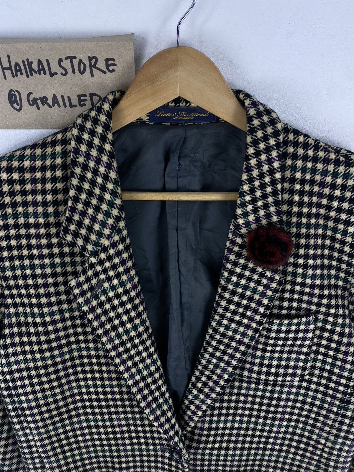 Japanese Brand Vintage 90’s Houndstooth Jacket by Ladies’ Traditional Size XS / US 0-2 / IT 36-38 - 7 Thumbnail
