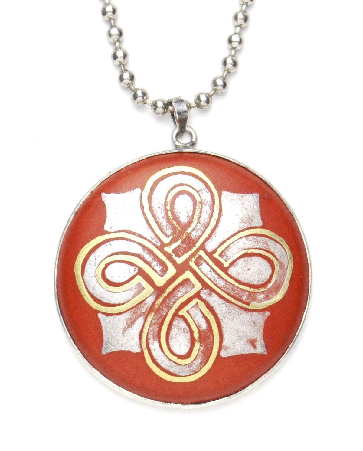 Vintage 1990S JAPANESE HANDCRAFTED CERAMIC & SILVER PENDANT NECKLACE Size ONE SIZE - 2 Thumbnail