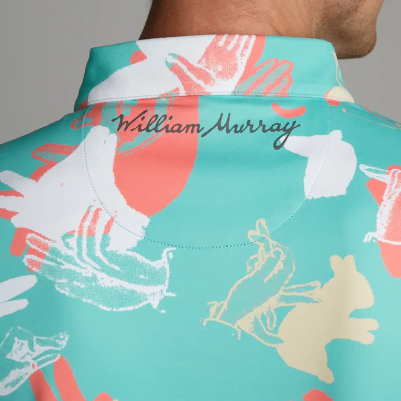 Ashworth William Murray Retro Seafoam Happy Hands Golf Shirt Mens 2XL Size US XXL / EU 58 / 5 - 10 Thumbnail