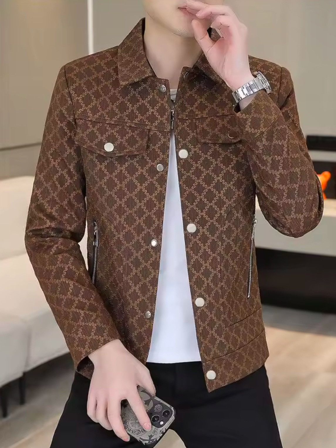 Japanese Brand Slim Fit Casual Jacket Korean Style Plaid Streetwear Size US XL / EU 56 / 4 - 2 Thumbnail