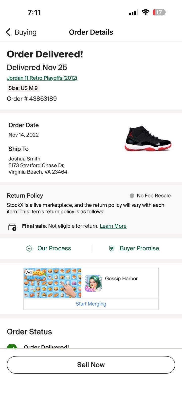 Jordan Brand Jordan 11 Retro Playoffs “Bred” 2012 Size US 9 / EU 42 - 16 Thumbnail