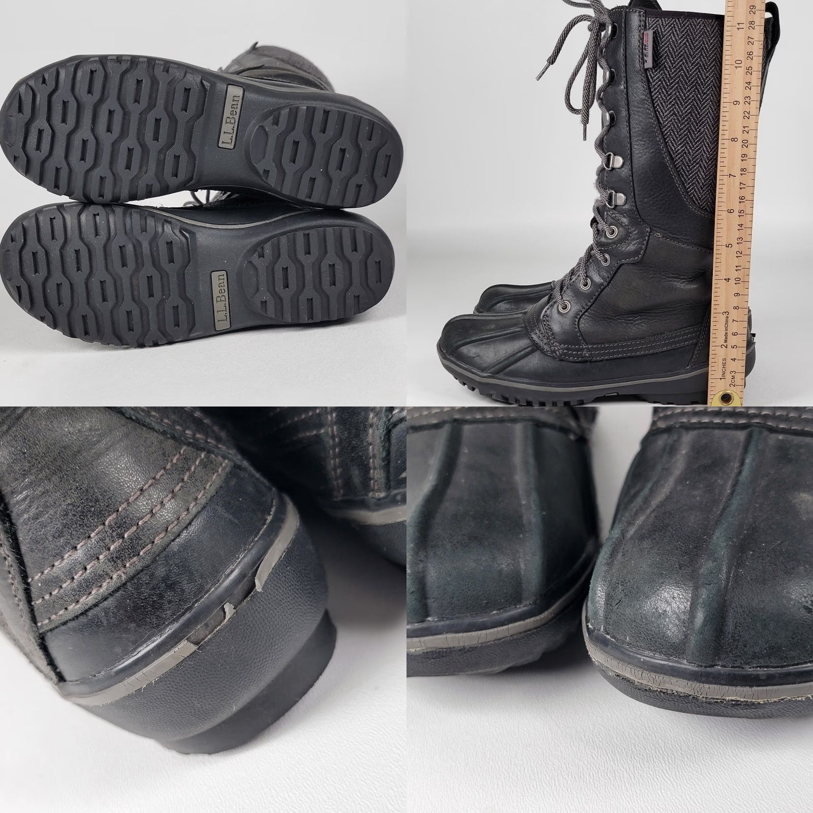 Vintage L.L.Bean Bar Harbor Waterproof Tall Snow/Rain Boot Women's 6M Black/ Grey Mid-Calf Leather/ Fabric/ Rubber Rubber Outsole Waterproof Casual Size US 6 / IT 36 - 8 Thumbnail