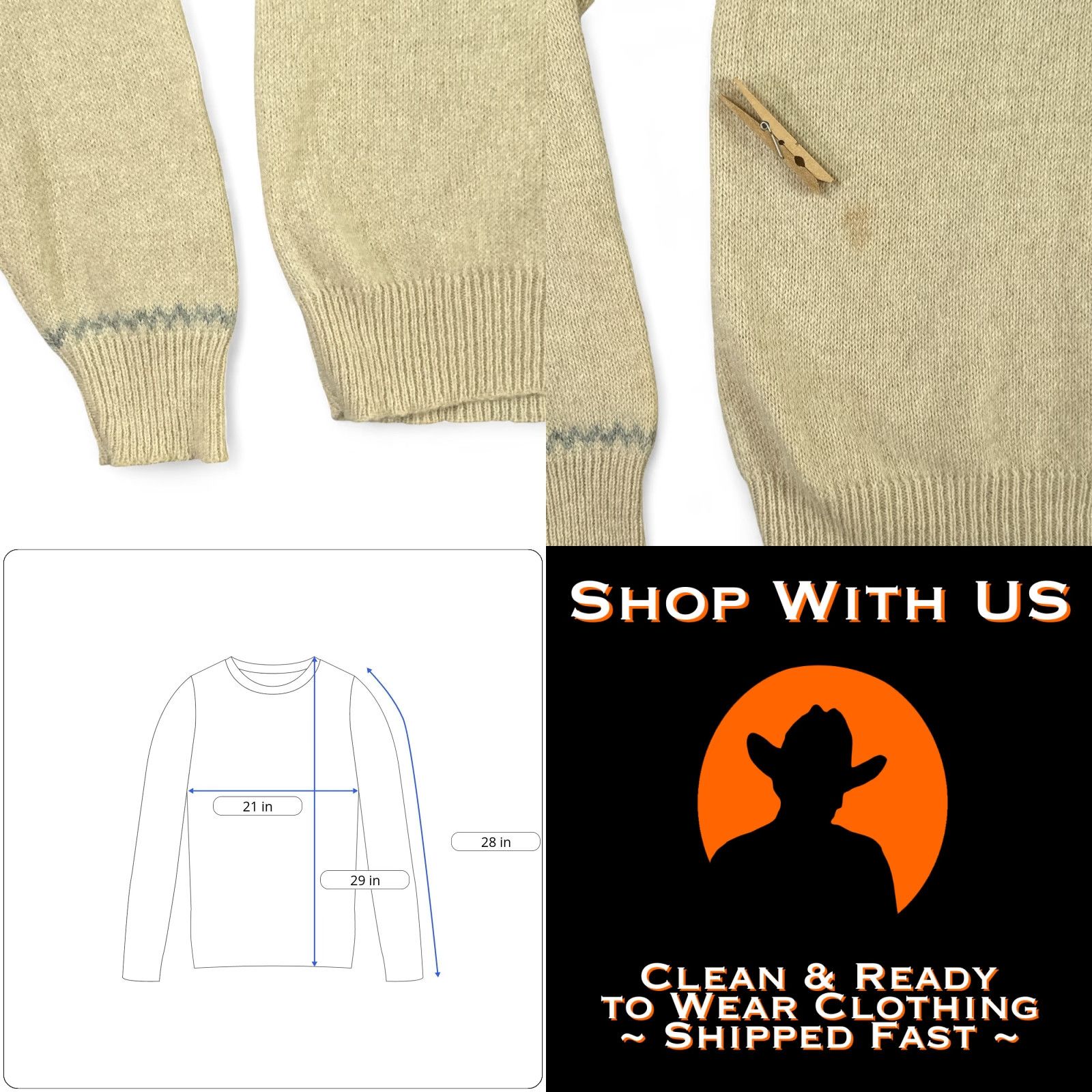 Jantzen VINTAGE Jantzen Sweater Adult MEDIUM Brown Cream Fair Isle Mock Neck Collar 70s Chest 21 Length 29 Mens Size US M / EU 48-50 / 2 - 8 Thumbnail