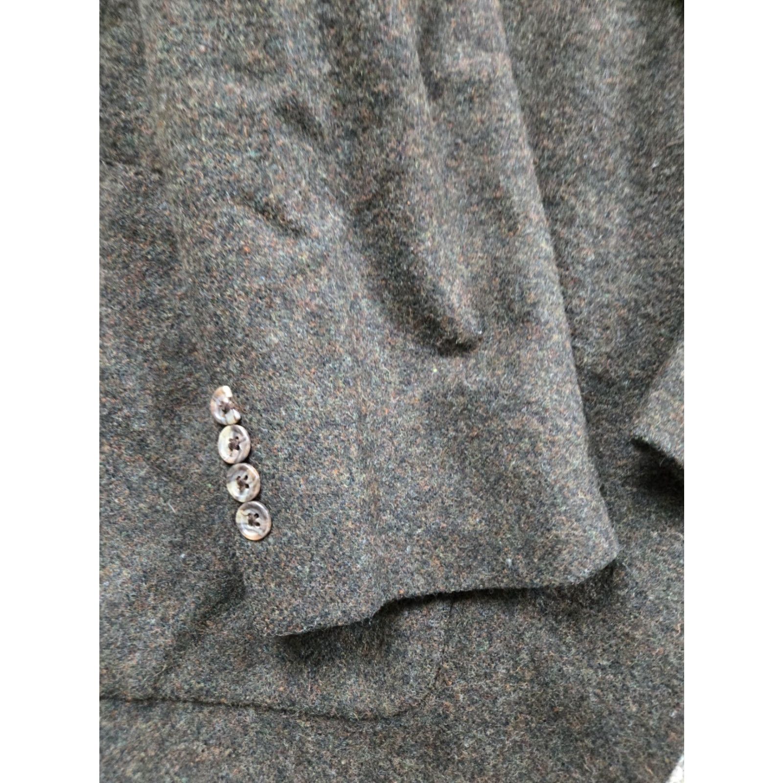 Lands' End VINTAGE Lands' End Tweed Blazer Mens 43R Brown Wool Jacket USA Made 2 Button Notch Lapel 2 Piece Classic 90s Men Brown Wool Blazer Size 46R - 4 Thumbnail