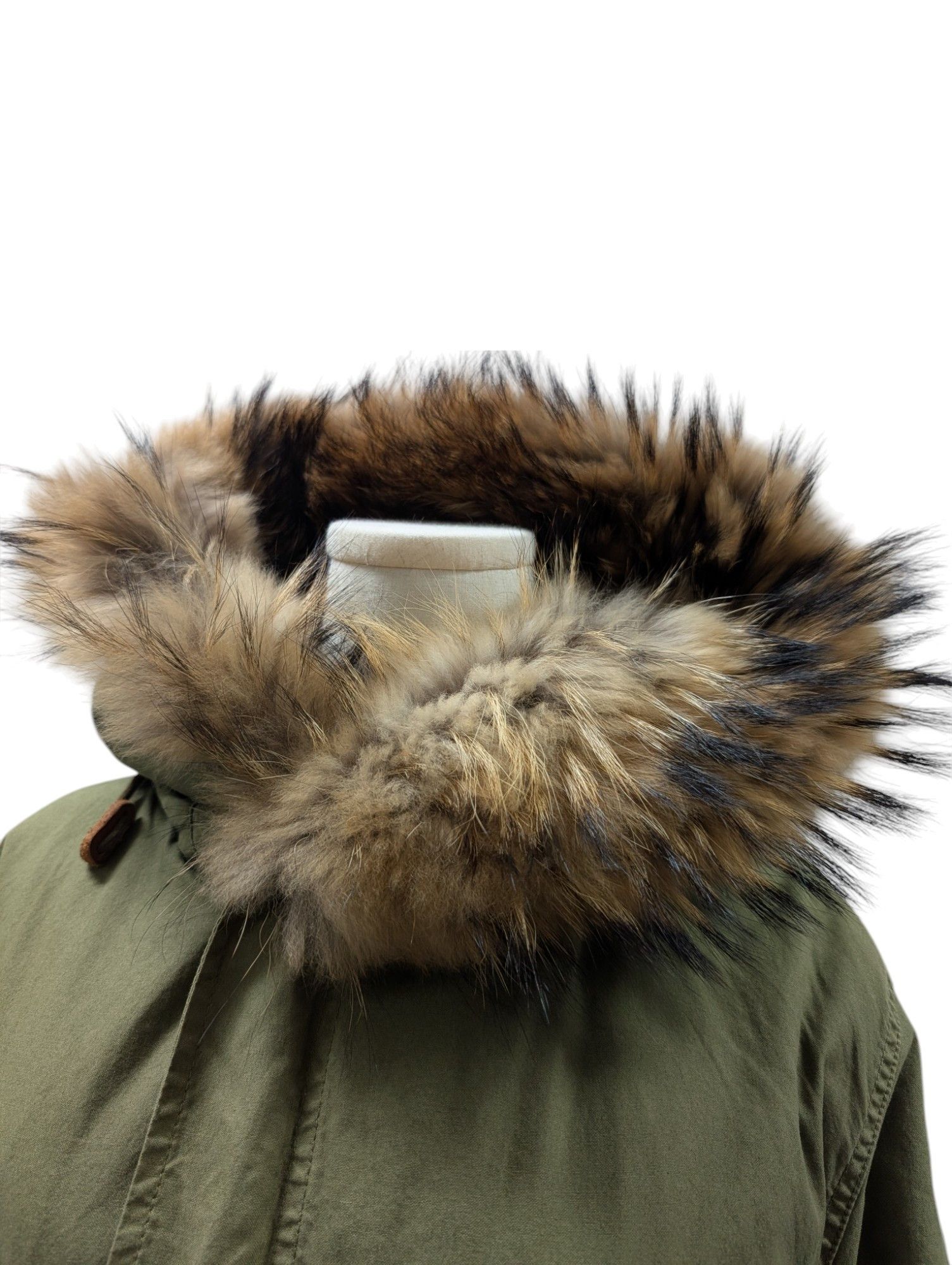 MR & MRS ITALY Green Hooded Parka With Multi-Color Full Fur Lining Size XS / US 0-2 / IT 36-38 - 3 Thumbnail