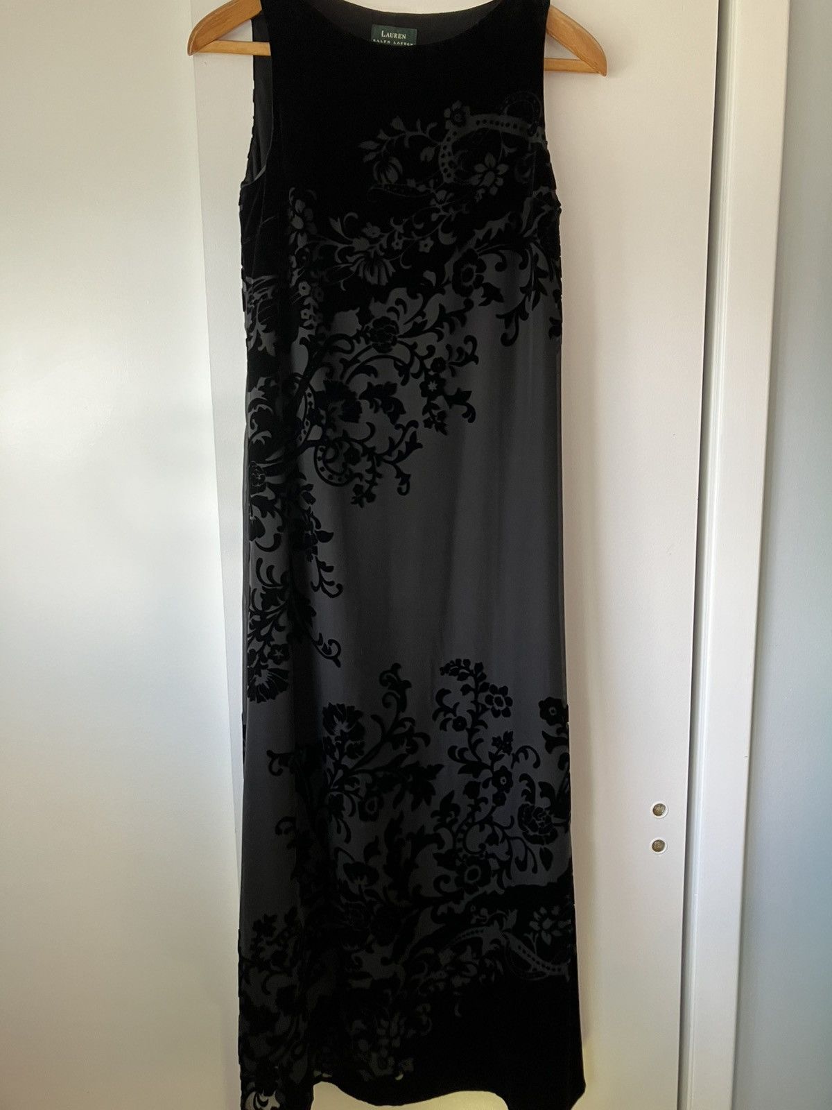 Ralph Lauren Lauren Ralph Lauren Black Burnout Velvet Long Evening Dress Size XL / US 12-14 / IT 48-50 - 9 Thumbnail