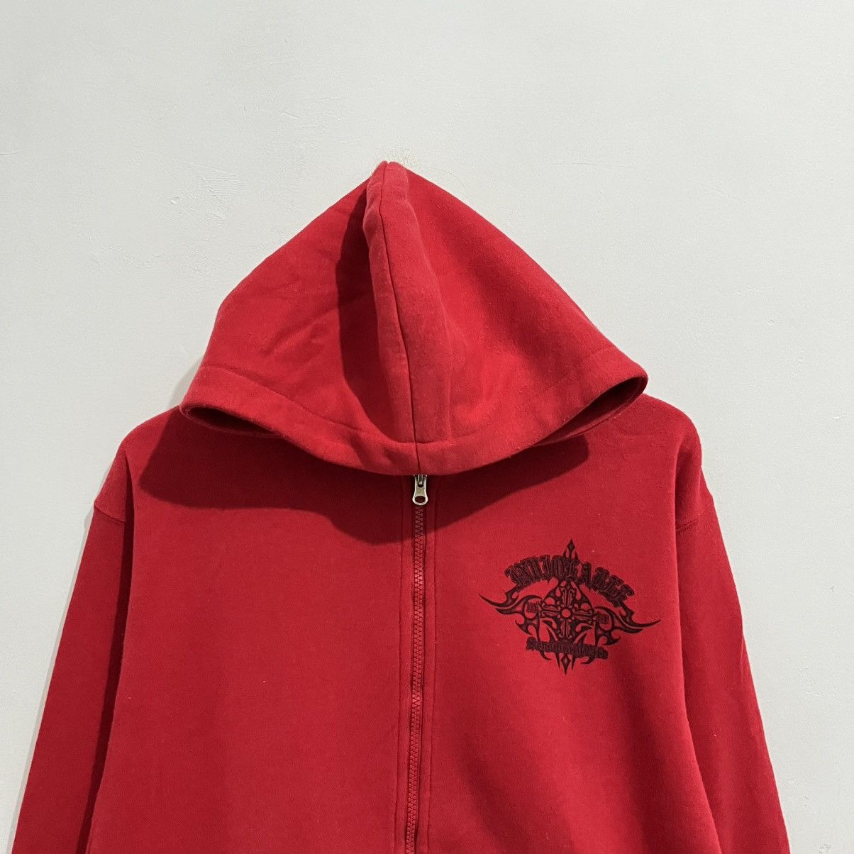 Japanese Brand Bayleaf Tribal Gothic Cross Hoodie - Red Graphic Pullover Size US M / EU 48-50 / 2 - 4 Thumbnail
