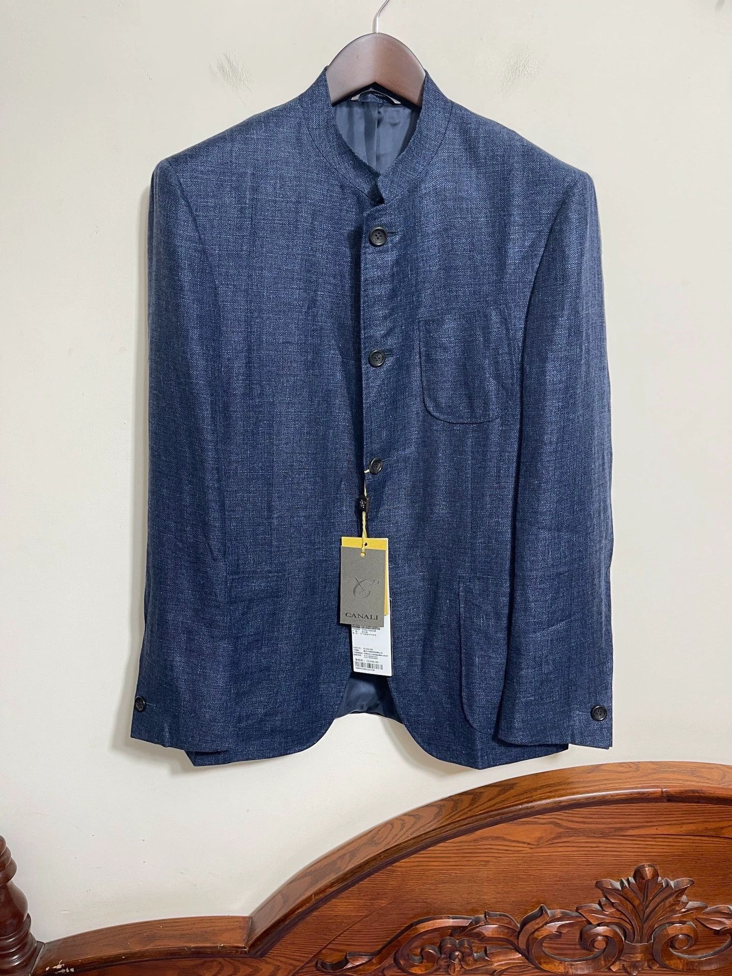 Canali Blue Linen Buttoned Light Jacket Size L Size US L / EU 52-54 / 3 - 1 Thumbnail