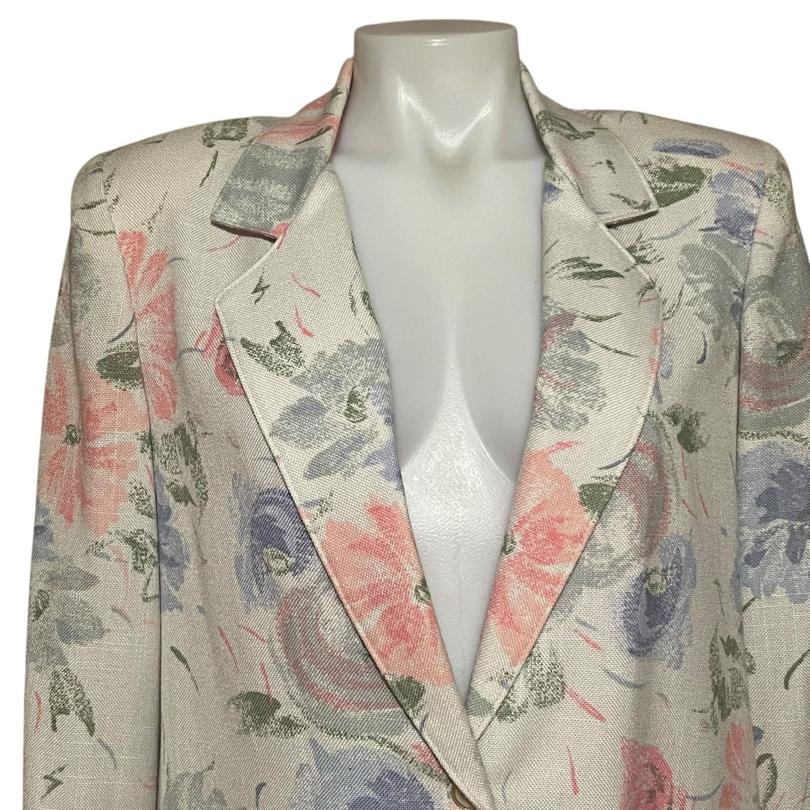Vintage Vintage 80s Pastel Linen-Look Blazer Russ Petite’s USA MED Size M / US 6-8 / IT 42-44 - 4 Thumbnail
