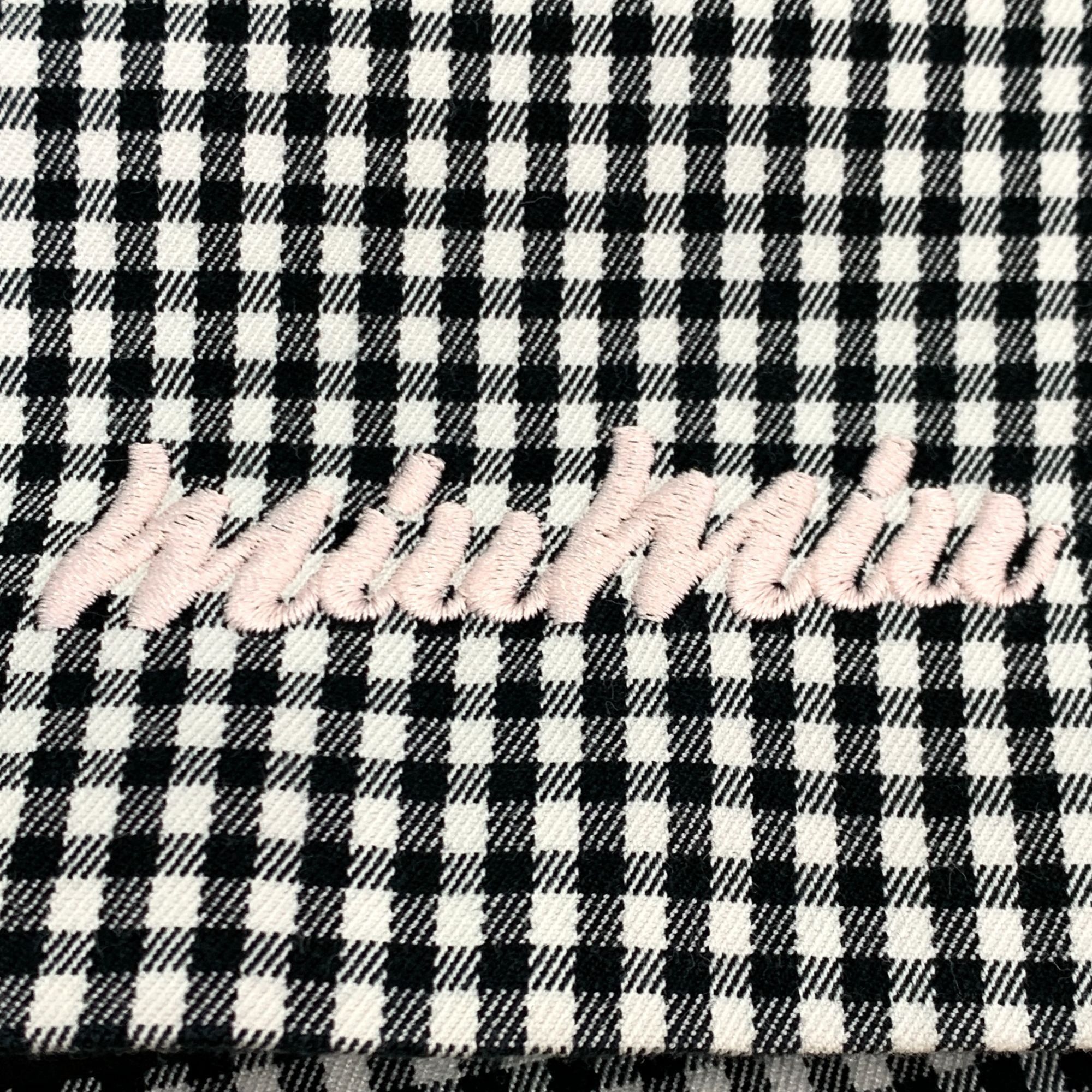 Miu Miu Miu Miu Womens Black & White Houndstooth Check Skirt With Pi Size 42" / US 20 - 6 Thumbnail