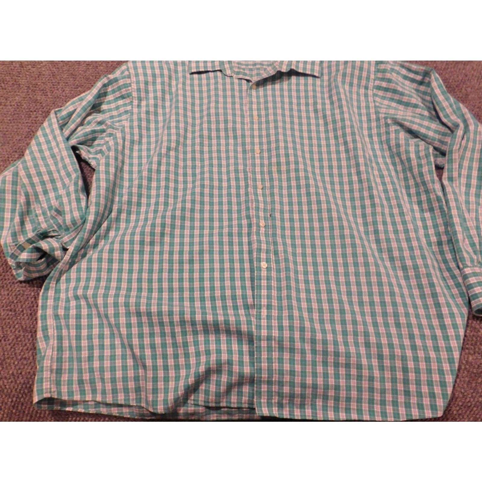 Sean John Sean John Mens Shirt 20 Tall Green Plaid Button-Down Collar Shirt Mens Size US XXL / EU 58 / 5 - 3 Thumbnail