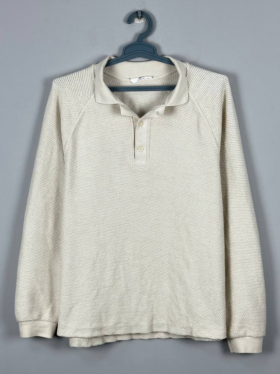 Mr P. Mr. P. Cotton Beige Long Sleeve Polo Knit Sweater Size US L / EU 52-54 / 3 - 1 Thumbnail