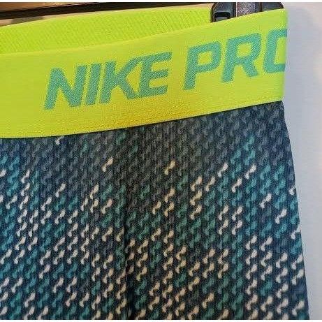 Nike Nike Pro Dri-Fit Teal Pattern Leggings Small Neon Waistband Size 27" / US 4 / IT 40 - 3 Thumbnail