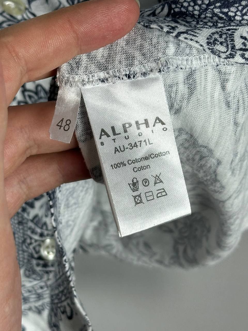 Alpha Studio Alpha Studio Luxury Printed Slim Shirt Size US S / EU 44-46 / 1 - 10 Thumbnail