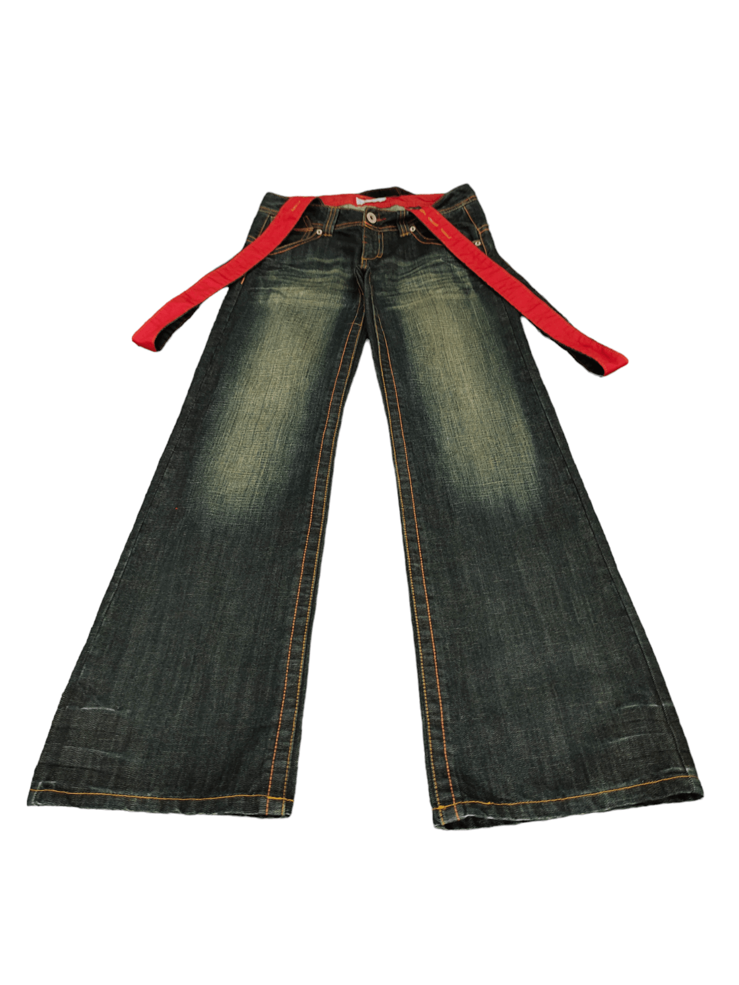 Japanese Brand Flare Jeans Avice Suspender Bondage Faded Boot Cut Goa Style Size US 29 - 3 Thumbnail