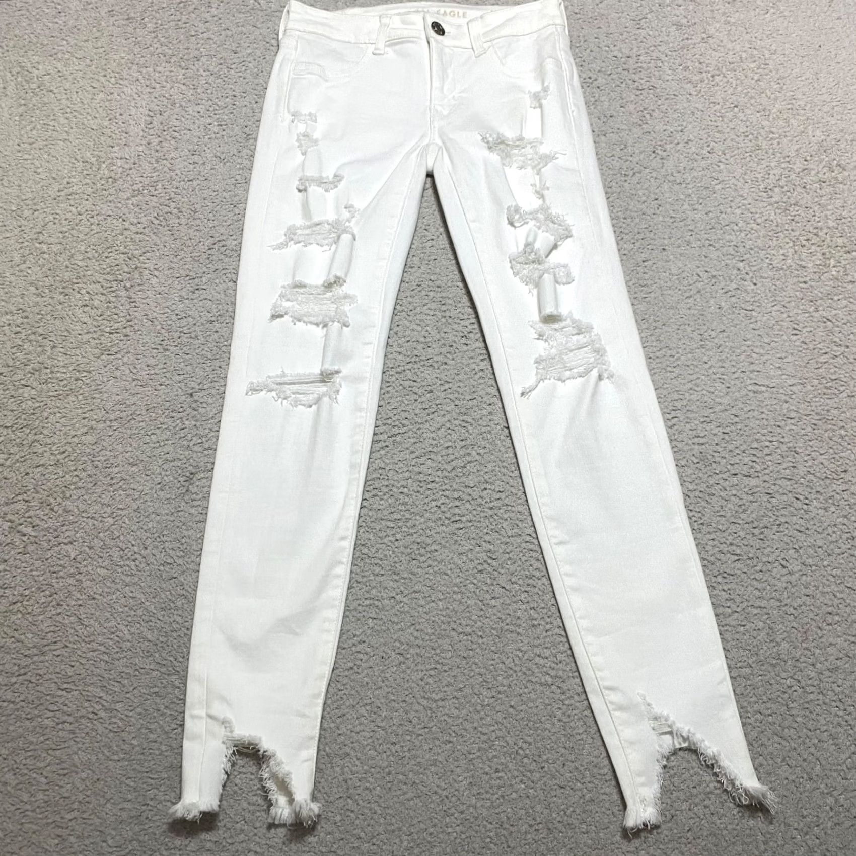 American Eagle Outfitters American Eagle Outfitters Jeans Womens sz 0 White Denim Mid Rise Jegging Distressed Jeans Size 25" / US 0 / IT 36 - 2 Thumbnail