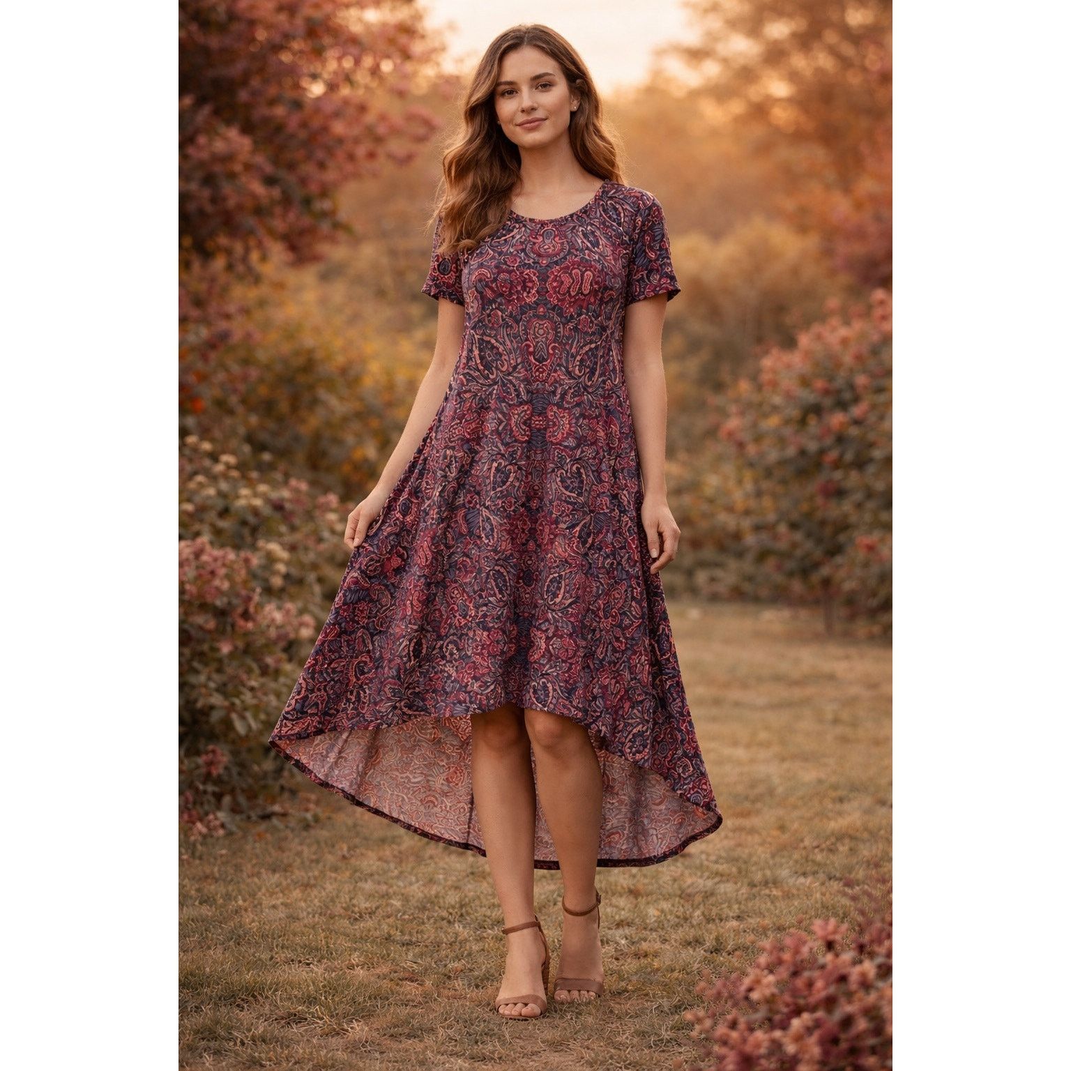 Other LuLaRoe Carly Dress US S Paisley High-Low Swing Midi Pocket Size S / US 4 / IT 40 - 1 Thumbnail