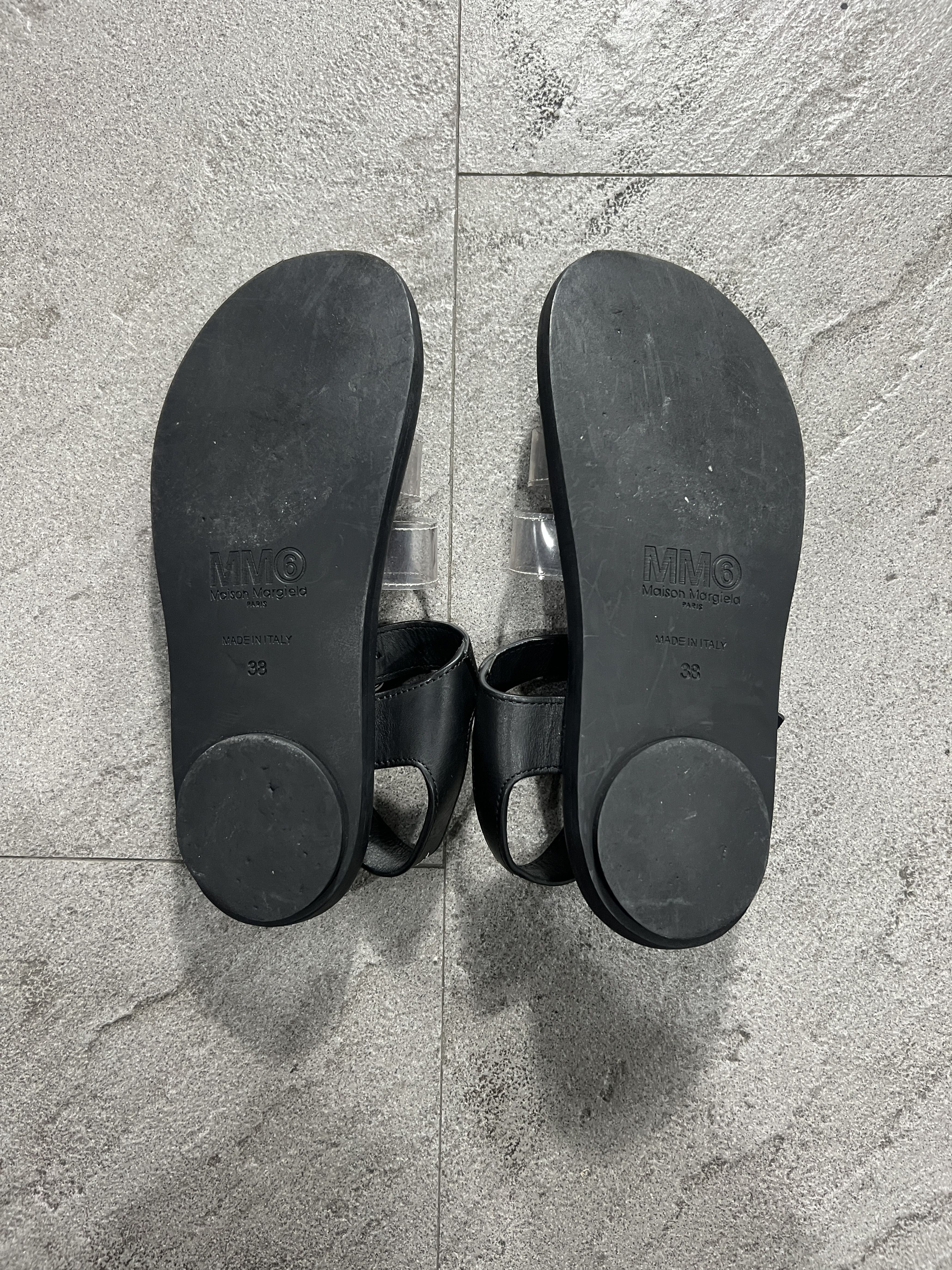 Maison Margiela MM6 Maison Margiela Clear PVC Sandals Black Leather Strap Size US 8 / IT 38 - 6 Thumbnail