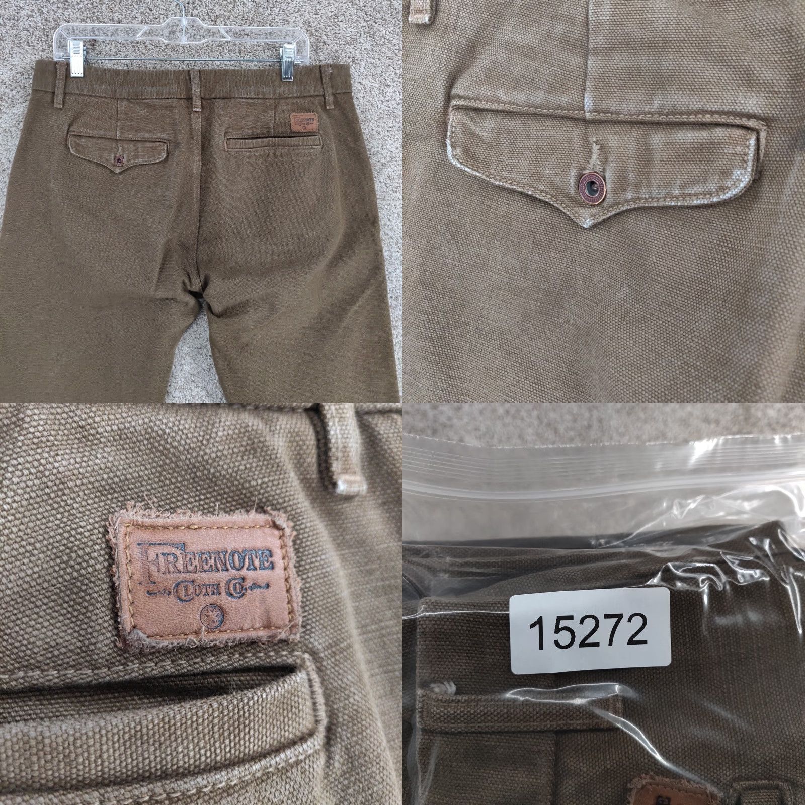 Freenote Cloth Freenote Cloth Workwear Chino Pants Mens 33 Slim Straight 14oz Tan Cotton Canvas Front Flat 5-Pocket USA Vintage No Size US 33 - 10 Thumbnail
