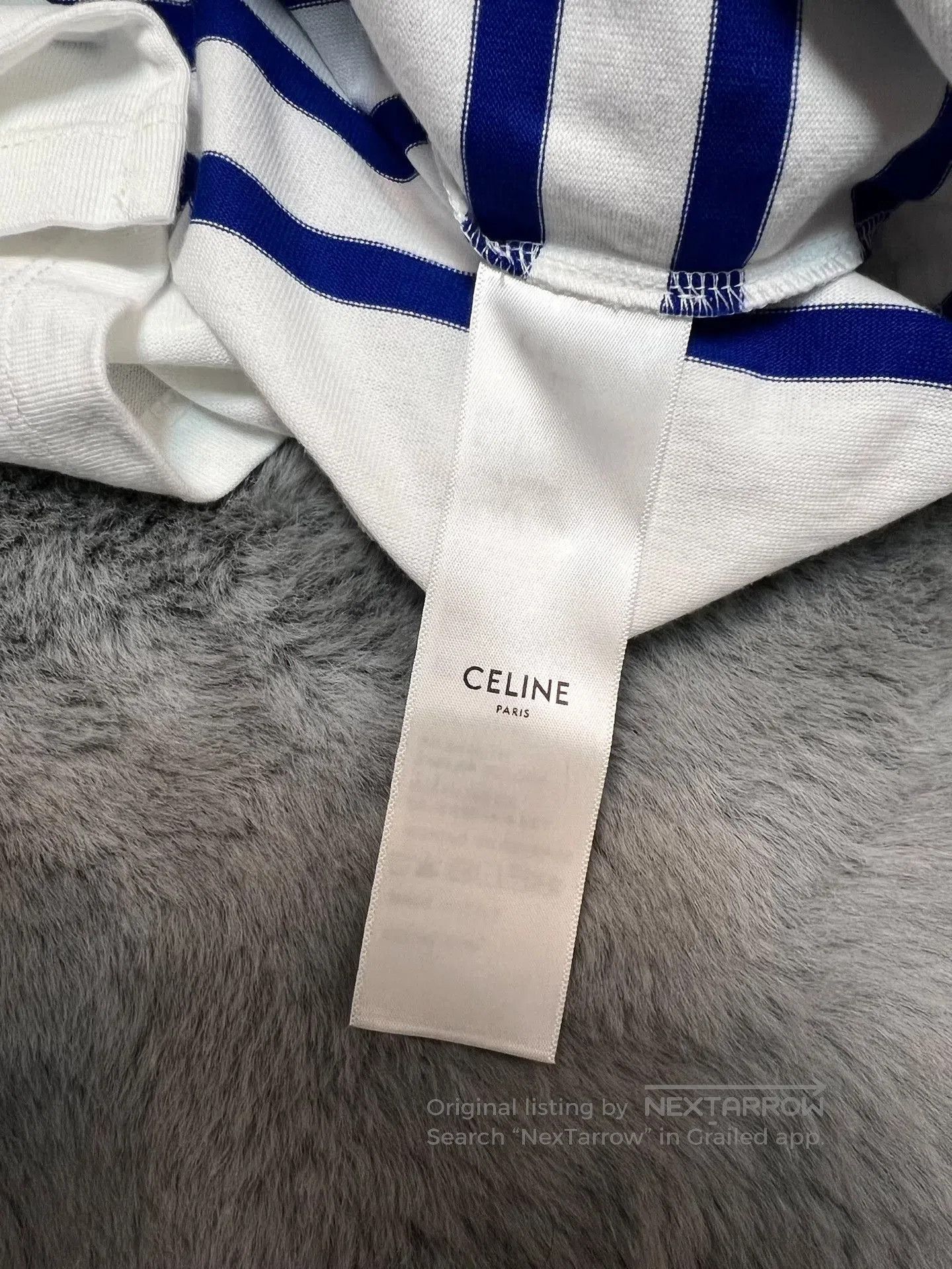Celine Celine White Blue Stripe Logo Long. Size US S / EU 44-46 / 1 - 5 Thumbnail