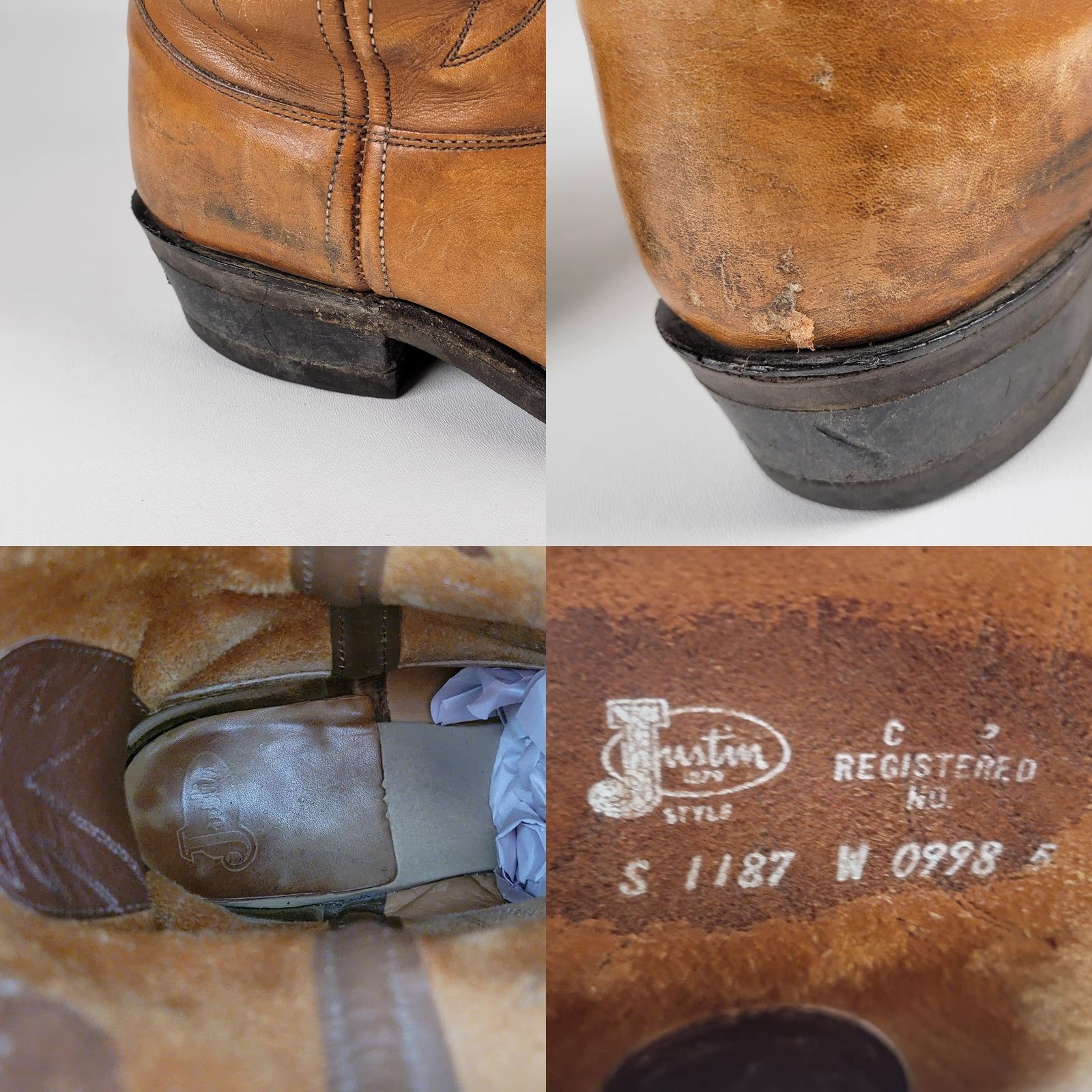 Justin Boots VINTAGE Justin Boots Men's 10.5 E Brown Leather Cowboy Western Pull-on Boots USA Size US 11 / EU 44 - 10 Thumbnail