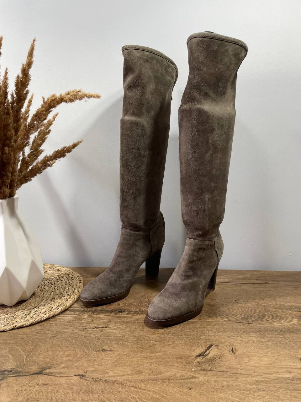 Loro Piana Loro Piana Sharmaine Suede High Knee Boots Womens Brown Size US 6.5 / IT 36.5 - 3 Thumbnail
