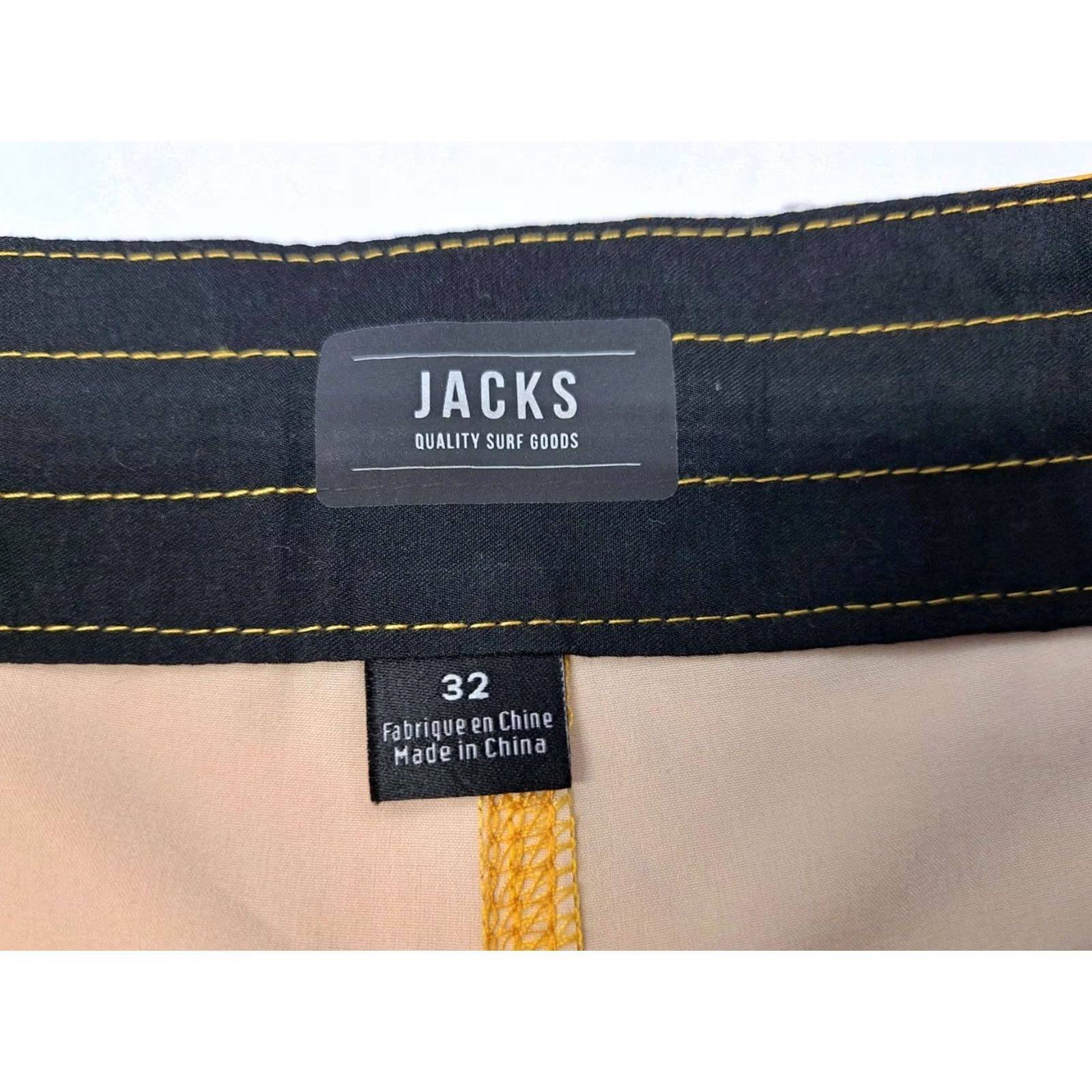 Vintage NWT Jacks Surfboards California Men Board Shorts 32/18" Yellow/Blk Solid Beach Pattern Mens Bottoms Size US 32 / EU 48 - 7 Thumbnail