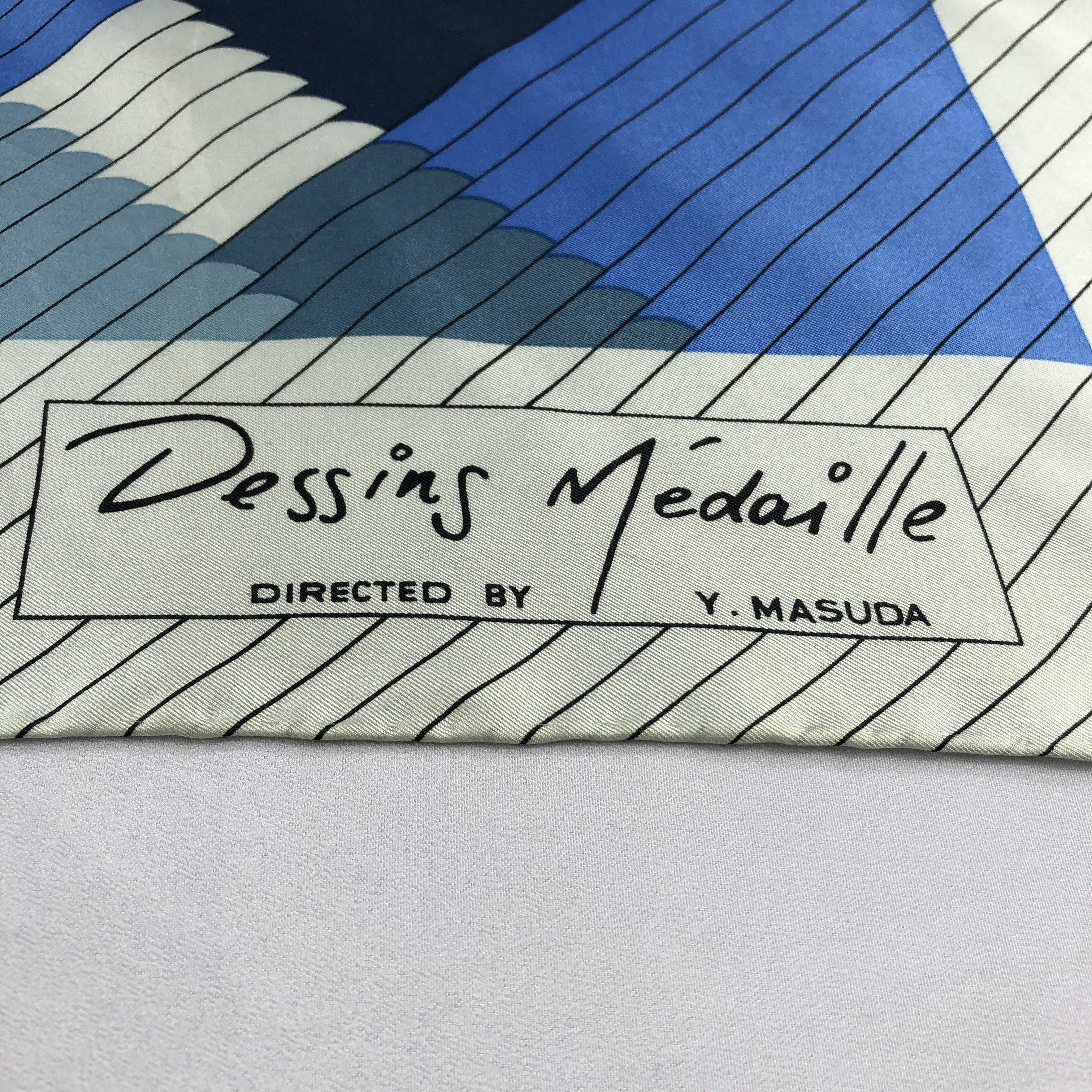 Vintage Vintage Dessins Medaille by Y. Masuda Silk Scarf M331 Size ONE SIZE - 3 Thumbnail