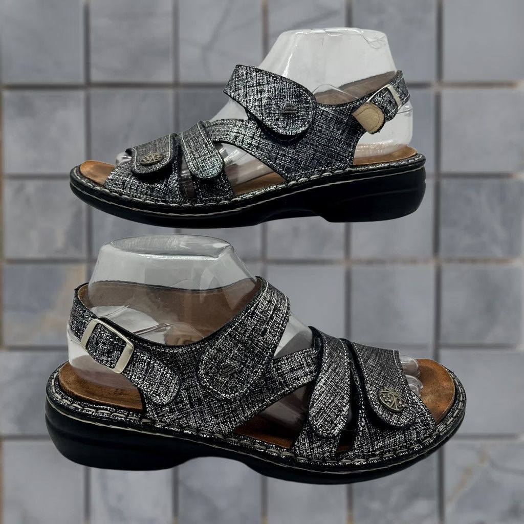 Vintage Finn Comfort Gomera Sandals Women 38 US 7-7.5 Metallic Silver Leather Slingback Size US 7 / IT 37 - 1 Thumbnail