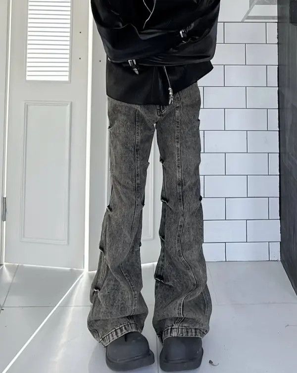VIBE Y2k Cargo Flared Stack Jeans Wide Leg Bootcut Stacked Size US 32 / EU 48 - 6 Thumbnail