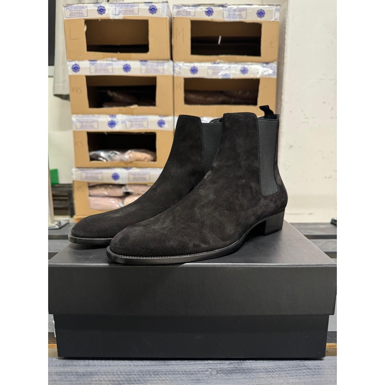 Saint Laurent Paris o1alsimx924 375680 Suede Chelsea Boots in Black Size US 12 / EU 45 - 3 Thumbnail