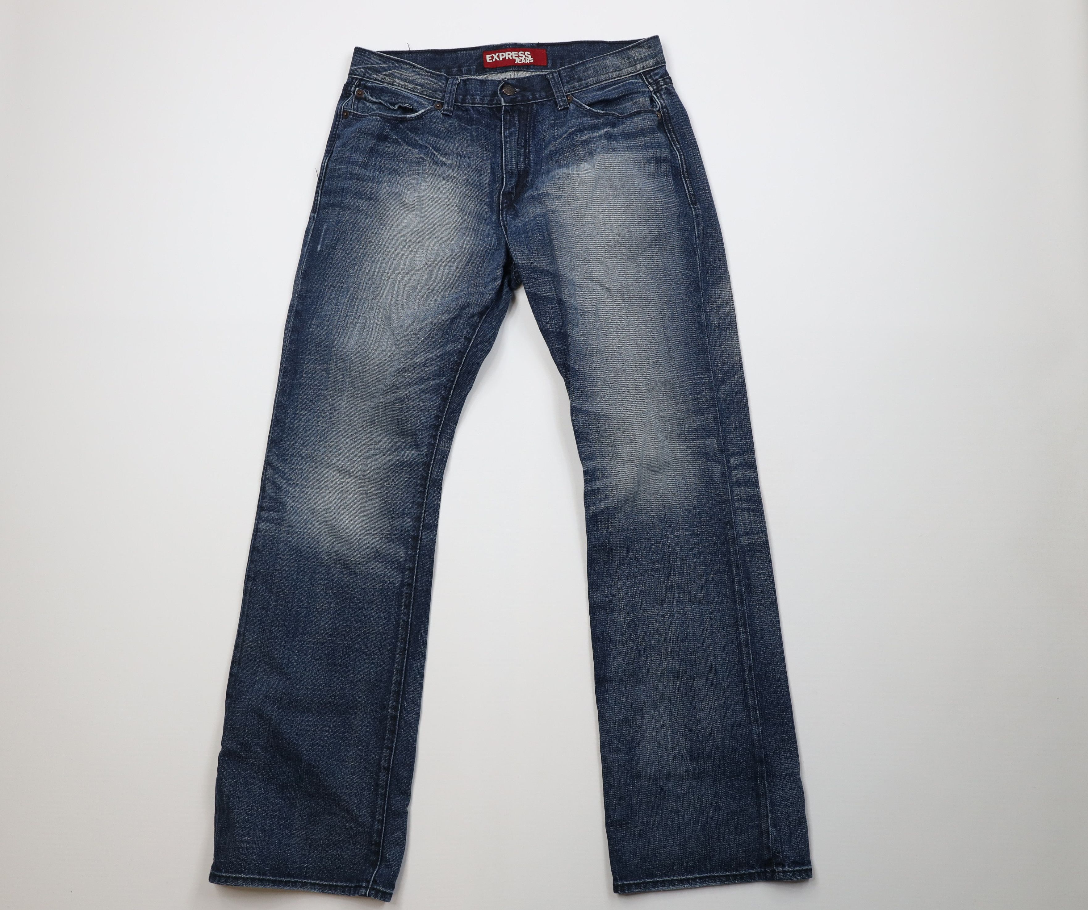 Express Express Fit Rocco Low Rise Boot Cut Wide Leg Jeans Blue Size US 32 / EU 48 - 1 Thumbnail