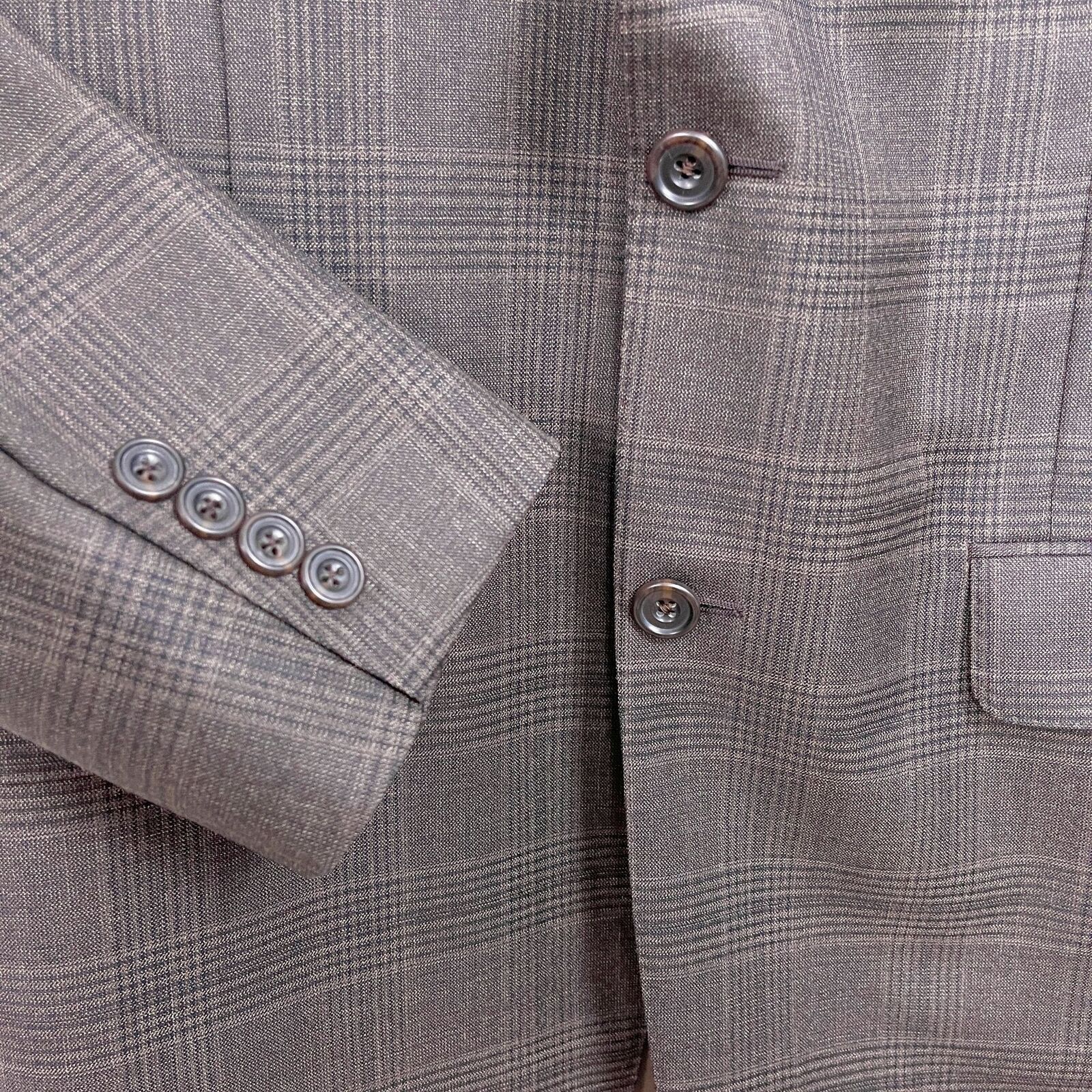 Hickey Freeman Hickey Freeman Plaid Sport Coat Brown Wool USA Mens 38 Size 38R - 3 Thumbnail