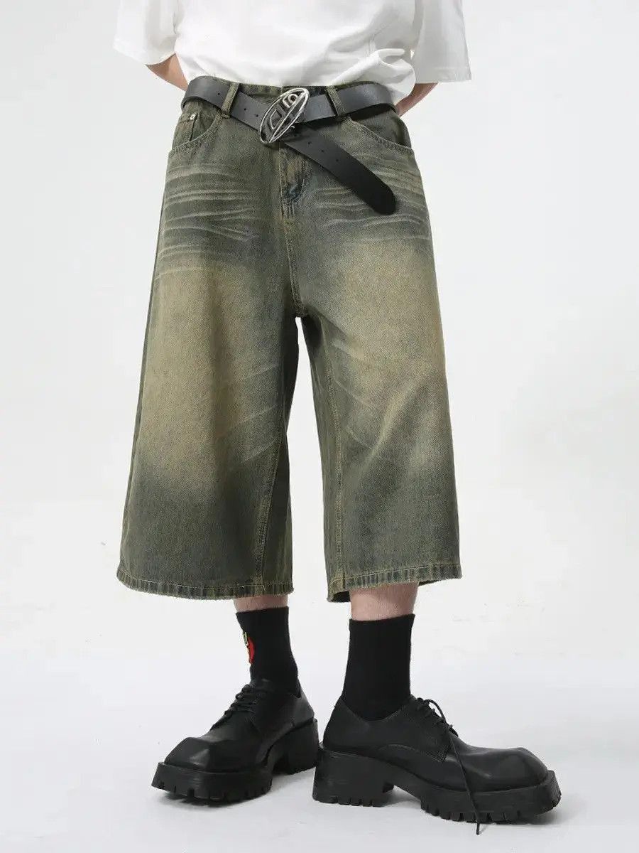 Japanese Brand Retro straight leg wide leg denim shorts Size US 32 / EU 48 - 4 Thumbnail