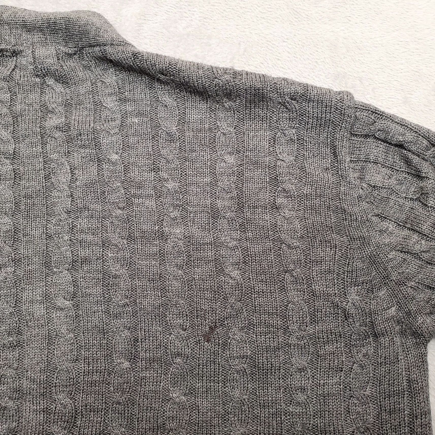 Vintage VTG Bengal Lancer Sweater Mens Large Gray Cable Knit Cardigan Grunge Kurt Cobain Size US L / EU 52-54 / 3 - 7 Thumbnail