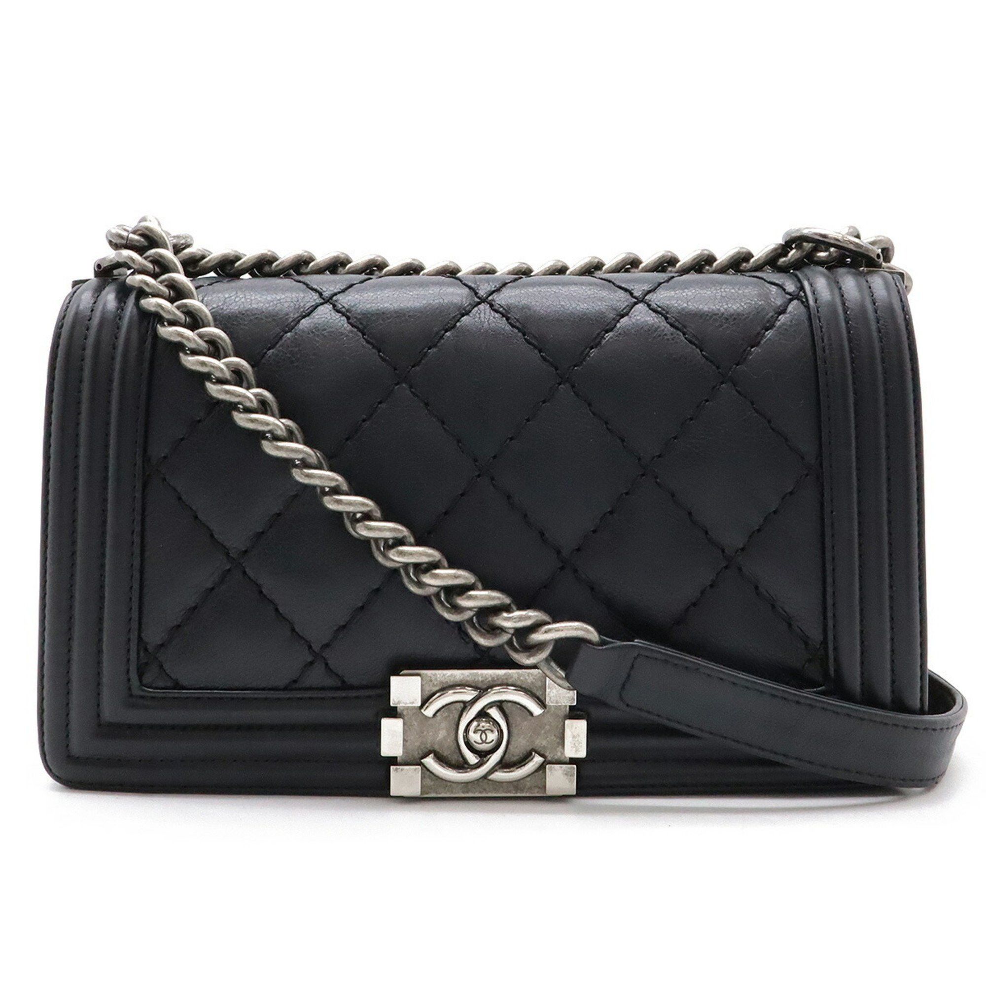 Chanel CHANEL Boy Chanel 25 Wild Stitch Matelasse Coco Mark Chain Shoulder Bag Leather Black A67086 Size ONE SIZE - 1 Thumbnail