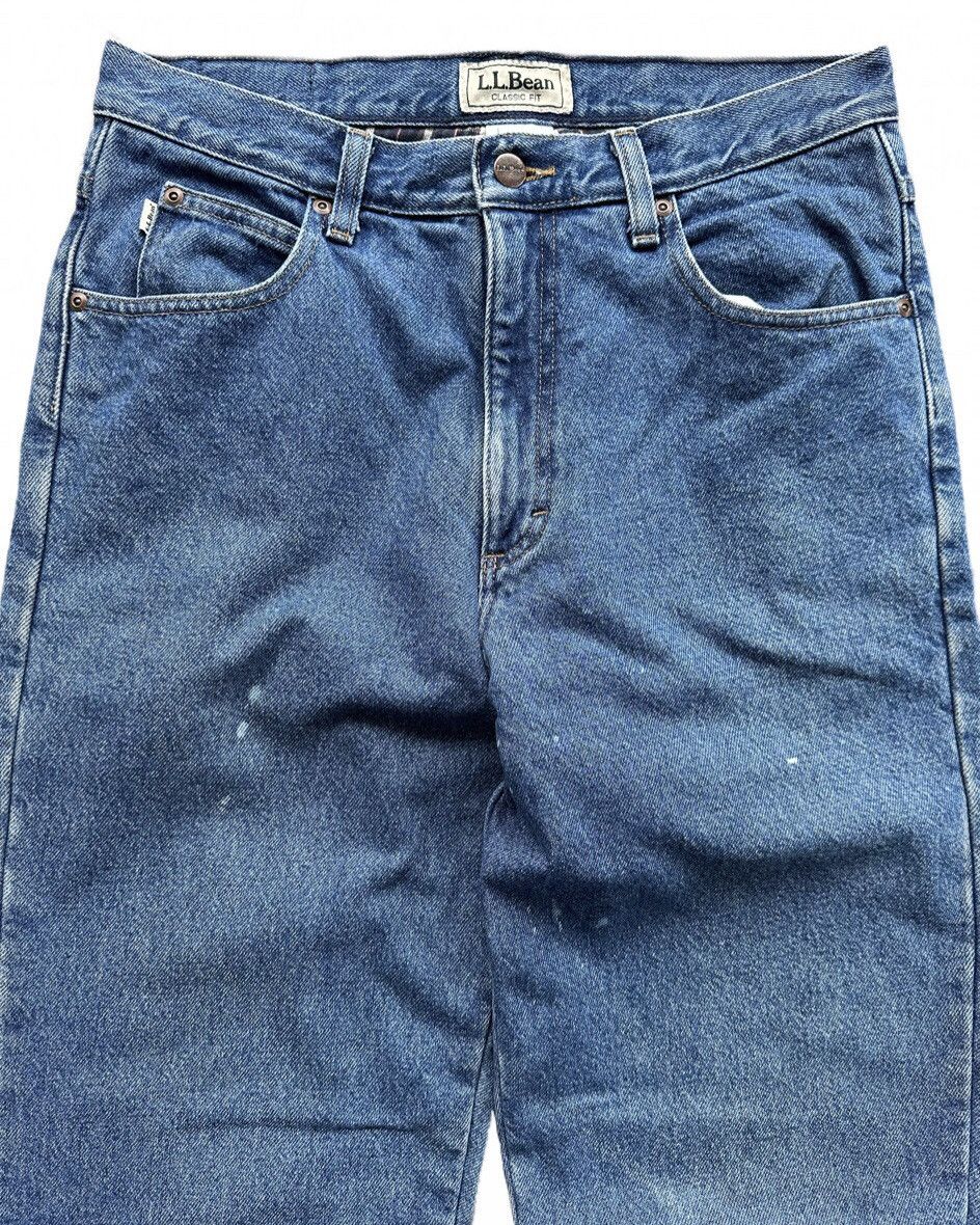 L.L. Bean Vintage 90s L.L. Bean Jeans Blue Classic Fit Flannel Lined Size US 31 - 2 Thumbnail