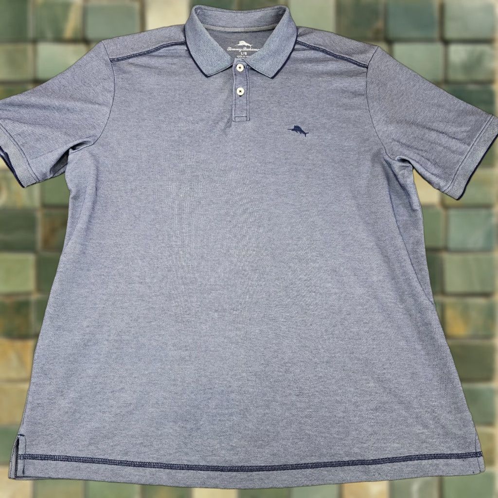 Tommy Bahama Tommy Bahama Polo Shirt Mens L Blue Golf Island Preppy Casual Marlin Rugby Shirt Size US L / EU 52-54 / 3 - 1 Thumbnail