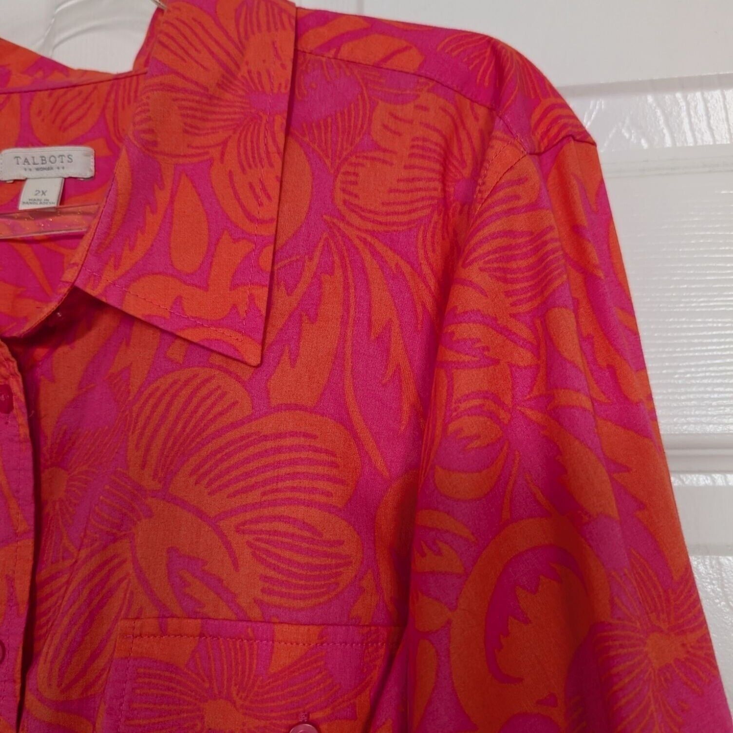 Talbots Talbots Floral Shirt Womens Size 2X Pink Orange Tropical Size XXL / US 16-18 / IT 52-54 - 3 Thumbnail