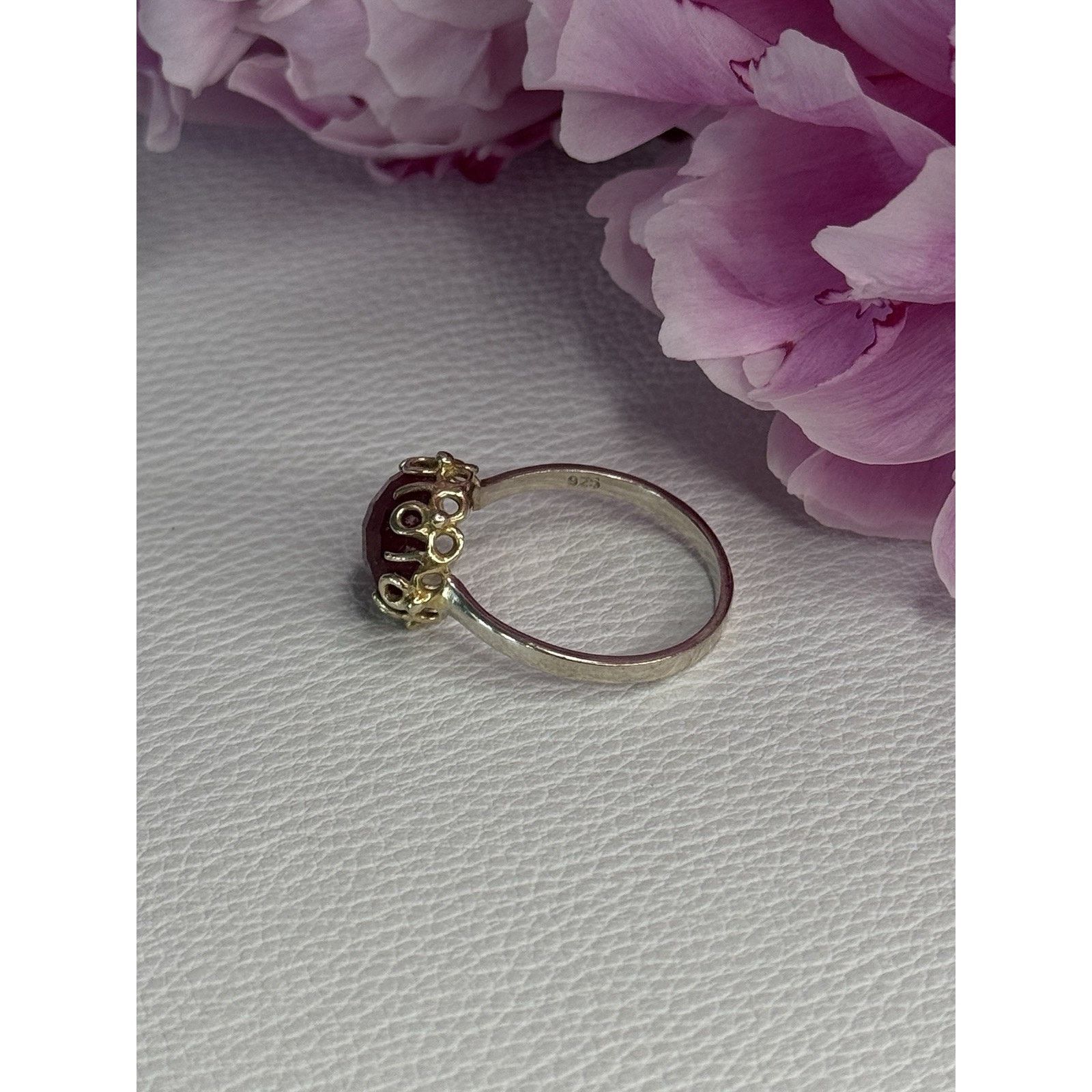 Jewelry 925 STERLING SILVER GOLD PLATED PART RUBY RING SIZE 8 Size ONE SIZE - 4 Thumbnail